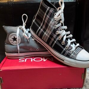 Converse Black and White Plaid High-Tops